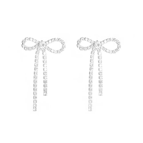 Silver Bowknot Ohrringe Mit Strassstufen Zirkone Bolzen Für Frauen Mädchen Auffällige Accessoire Für Party Verschleißbande von Geavonyg