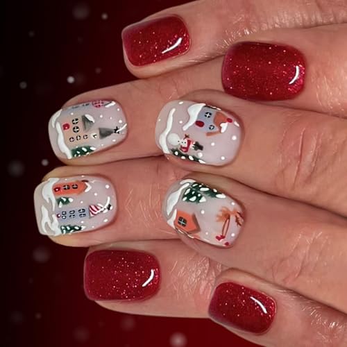 Snowman Christmas Tree Designs Künstliche Nägel 24 von Geavonyg