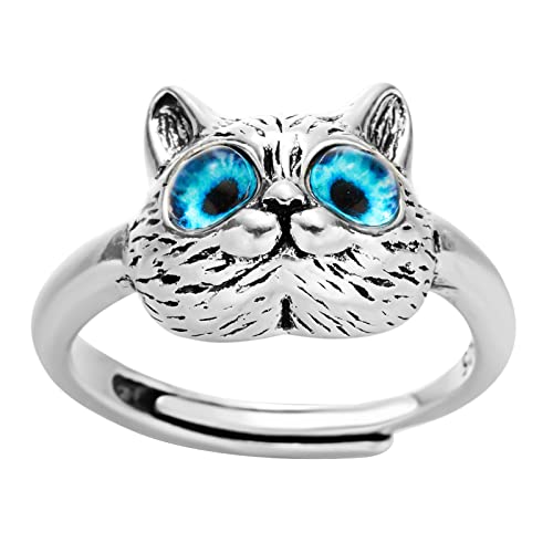 Süßer Katzenring Offen Verstellbar Finger Statement Hypoallergen Für Frauen Mädchen Teen Geburtstag Weihnachtsgeschenkringe Frauen Männer Silber Gold von Geavonyg