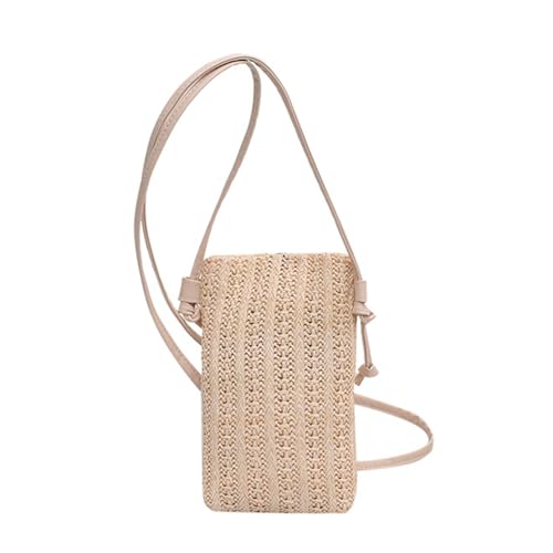Trendige Frauenleichte Mit Handgewebten Strohhandtasche Mit Geräumiger Fach Umhängetasche Crossbody Geldbörse Gewebte Telefon Geldbörse von Geavonyg