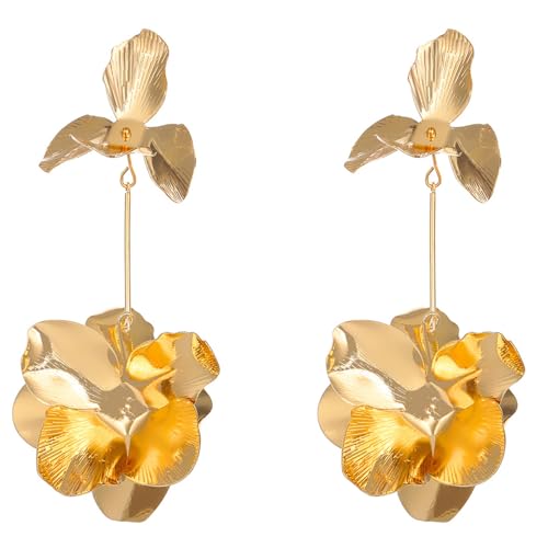 Übertriebene Blumenstropfen Ohrringe Blütenblätter Anhänger Statement Party Schmuck Geometrische Ohrzubehör Fallen Für Frauen von Geavonyg