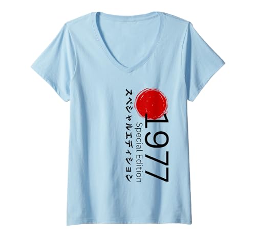 Damen Jahrgang 1977 Geburtstag Design Frauen Männer geboren 1977 T-Shirt mit V-Ausschnitt von GebGesch 1977 Geburtstag Geschenke