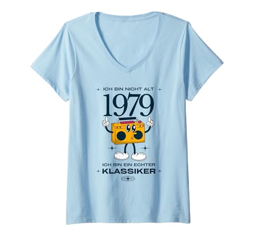 Damen Jahrgang 1979 Geburtstag Design Frauen Männer geboren 1979 T-Shirt mit V-Ausschnitt Damen Jahrgang 1979 Geburtstag Design Frauen Männer geboren 1979 T-Shirt mit V-Ausschnitt von GebGesch 1979 Geburtstag Geschenke