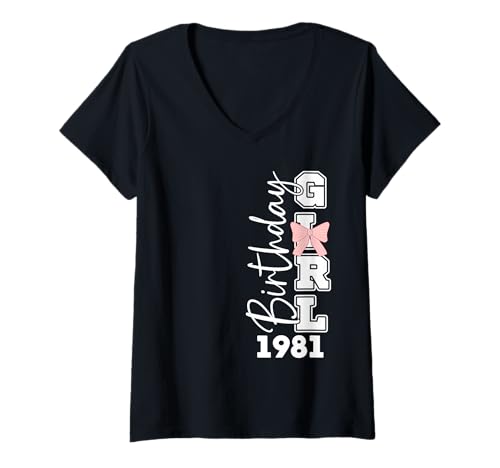 Damen Jahrgang 1981 Geburtstag Design Frauen geboren 1981 T-Shirt mit V-Ausschnitt Damen Jahrgang 1981 Geburtstag Design Frauen geboren 1981 T-Shirt mit V-Ausschnitt von GebGesch 1981 Geburtstag Geschenke