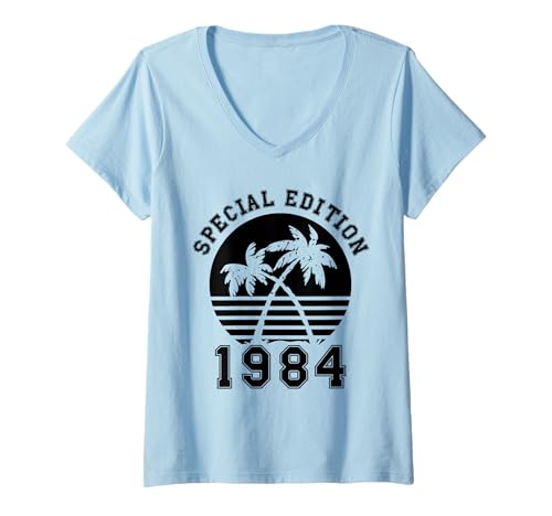 Damen Jahrgang 1984 Geburtstag Design Frauen Männer geboren 1984 T-Shirt mit V-Ausschnitt Damen Jahrgang 1984 Geburtstag Design Frauen Männer geboren 1984 T-Shirt mit V-Ausschnitt von GebGesch 1984 Geburtstag Geschenke
