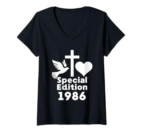 Damen 39 Jahre Jahrgang 1986 39. Geburtstag geboren 1986 T-Shirt mit V-Ausschnitt von GebGesch 1986 Geburtstag Geschenke