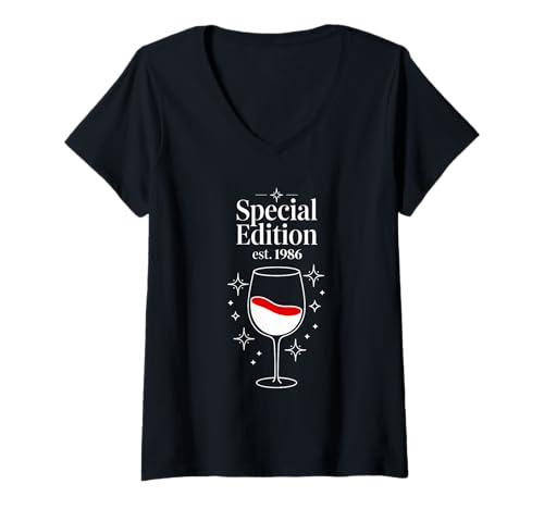 Damen 39 Jahre Jahrgang 1986 39. Geburtstag geboren 1986 T-Shirt mit V-Ausschnitt von GebGesch 1986 Geburtstag Geschenke