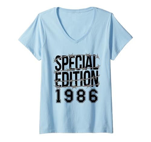 Damen 39 Jahre Jahrgang 1986 39. Geburtstag geboren 1986 T-Shirt mit V-Ausschnitt von GebGesch 1986 Geburtstag Geschenke