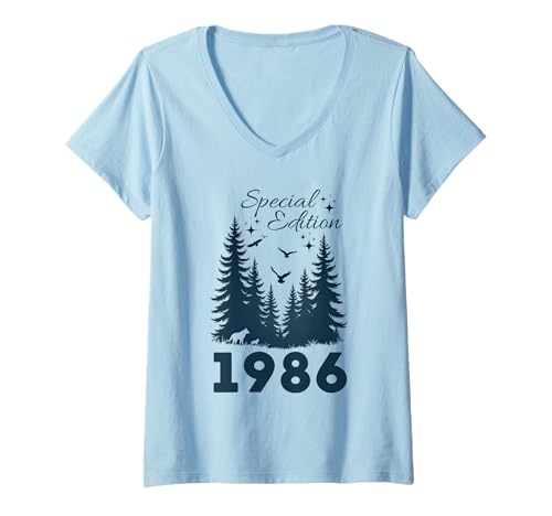 Damen 39 Jahre Jahrgang 1986 39. Geburtstag geboren 1986 T-Shirt mit V-Ausschnitt von GebGesch 1986 Geburtstag Geschenke
