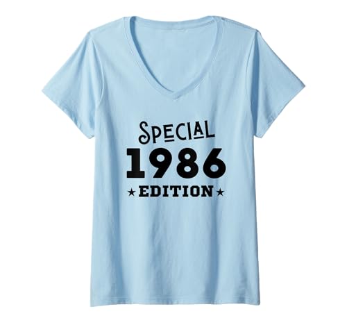 Damen 39 Jahre Jahrgang 1986 39. Geburtstag geboren 1986 T-Shirt mit V-Ausschnitt von GebGesch 1986 Geburtstag Geschenke