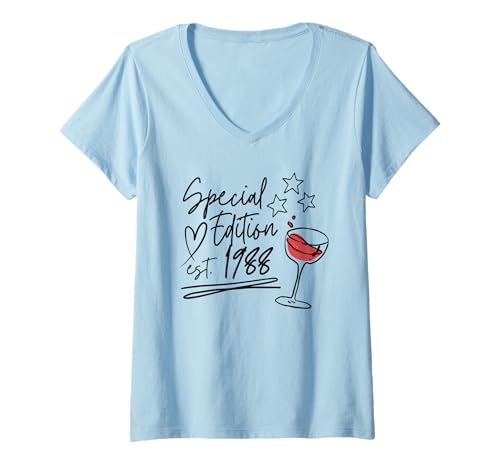 Damen 37 Jahre Jahrgang 1988 37. Geburtstag geboren 1988 T-Shirt mit V-Ausschnitt Damen 37 Jahre Jahrgang 1988 37. Geburtstag geboren 1988 T-Shirt mit V-Ausschnitt von GebGesch 1988 Geburtstag Geschenke