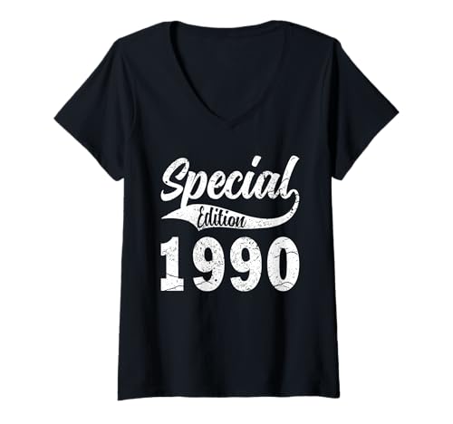 Damen Jahrgang 1990 Geburtstag Design Frauen Männer geboren 1990 T-Shirt mit V-Ausschnitt von GebGesch 1990 Geburtstag Geschenke