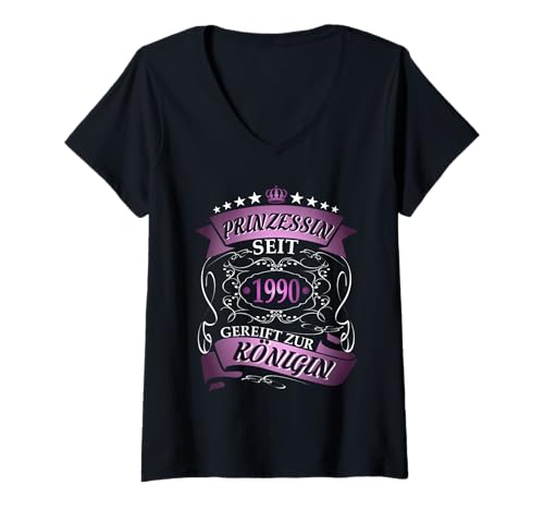 Damen Jahrgang 1990 Geburtstag Design Frauen geboren 1990 T-Shirt mit V-Ausschnitt Damen Jahrgang 1990 Geburtstag Design Frauen geboren 1990 T-Shirt mit V-Ausschnitt von GebGesch 1990 Geburtstag Geschenke