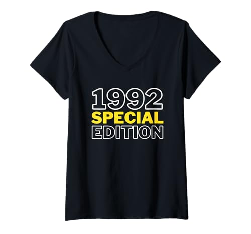 Damen Jahrgang 1992 Geburtstag Design Frauen Männer geboren 1992 T-Shirt mit V-Ausschnitt von GebGesch 1992 Geburtstag Geschenke