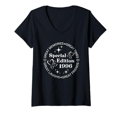 Damen Jahrgang 1996 Geburtstag Design Frauen Männer geboren 1996 T-Shirt mit V-Ausschnitt von GebGesch 1996 Geburtstag Geschenke