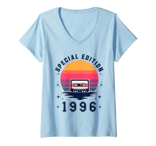 Damen Jahrgang 1996 Geburtstag Design Frauen Männer geboren 1996 T-Shirt mit V-Ausschnitt von GebGesch 1996 Geburtstag Geschenke