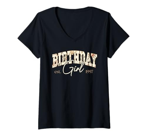 Damen Jahrgang 1997 Geburtstag Design Frauen geboren 1997 T-Shirt mit V-Ausschnitt Damen Jahrgang 1997 Geburtstag Design Frauen geboren 1997 T-Shirt mit V-Ausschnitt von GebGesch 1997 Geburtstag Geschenke