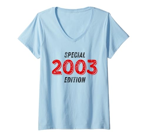 Damen Jahrgang 2003 Geburtstag Design Frauen Männer geboren 2003 T-Shirt mit V-Ausschnitt von GebGesch 2003 Geburtstag Geschenke