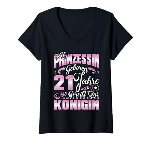 Damen 21 Geburtstag Frauen I 21. Geburtstag Design Damen 21 Jahre T-Shirt mit V-Ausschnitt von GebGesch 21. Geburtstag Geschenke