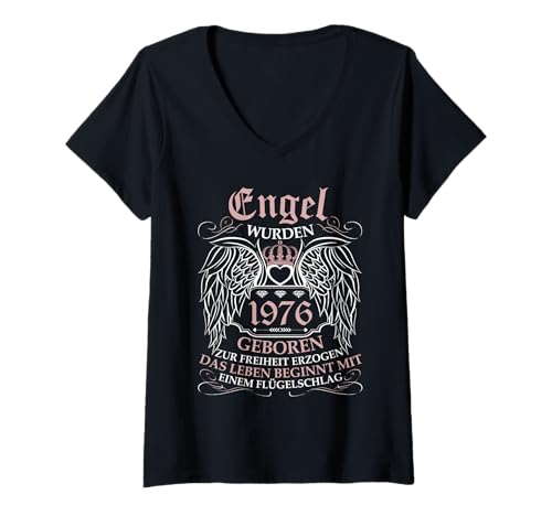 Damen 49 Jahre Jahrgang 1976 49. Geburtstag geboren 1976 T-Shirt mit V-Ausschnitt von GebGesch 1976 Geburtstag Geschenke