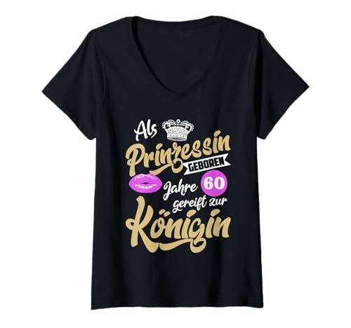 Damen 60 Geburtstag Frauen 60 Jahre Damen 60. Geburtstag T-Shirt mit V-Ausschnitt von GebGesch 60. Geburtstag Geschenke