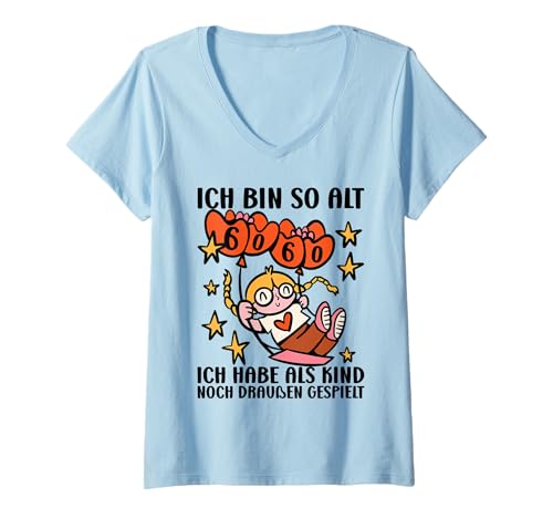 Damen 60 Geburtstag Frauen 60. Geburtstag 60 Jahre T-Shirt mit V-Ausschnitt von GebGesch 60. Geburtstag Geschenke