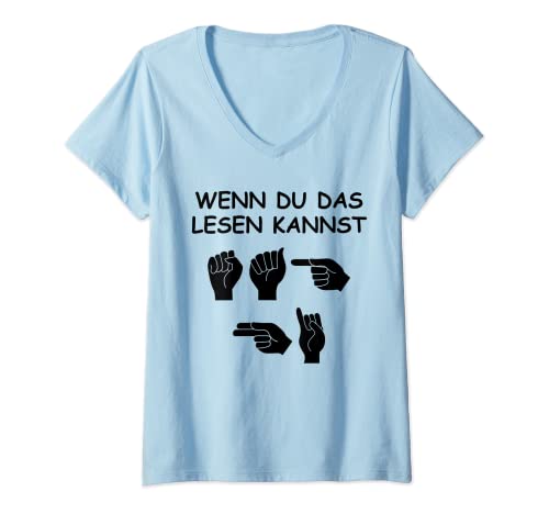Damen Gebärdensprache für Gehörlose Sag Hi T-Shirt mit V-Ausschnitt von Gebärde und Gebärdensprache Sprüche