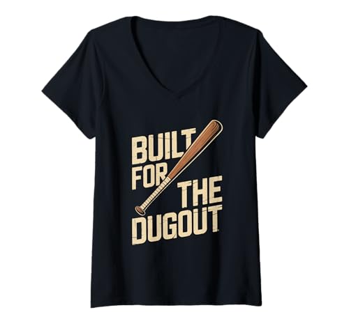Damen Gebaut für den Unterstand - Baseballschlägermatter T-Shirt mit V-Ausschnitt Damen Gebaut für den Unterstand - Baseballschlägermatter T-Shirt mit V-Ausschnitt von Gebaut für den Unterstand - Baseballschlägermatter