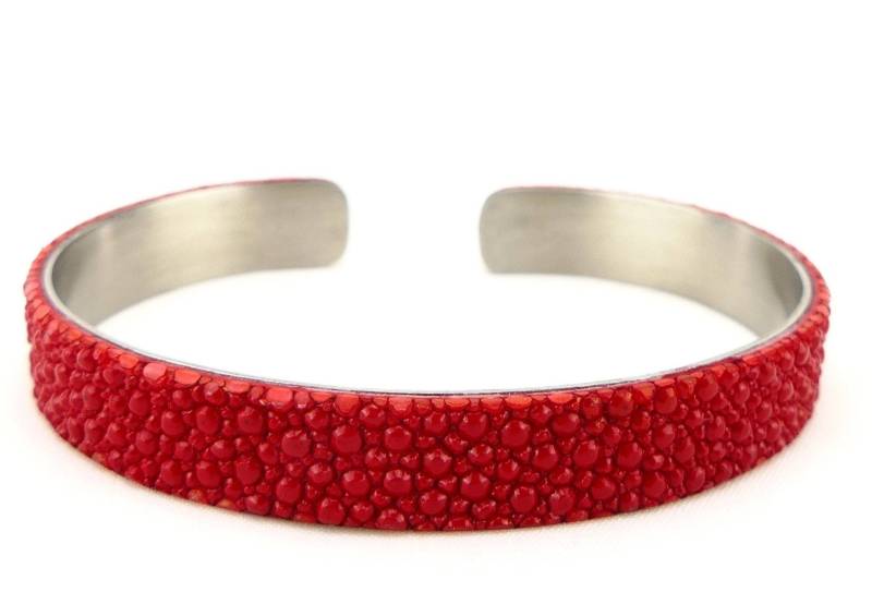 Echt Stingray Leather Bracelet Stainless Steel Rochenleder Armreif Echt Stingray Leather Bracelet Stainless Steel Rochenleder Armreif von GebertsShop
