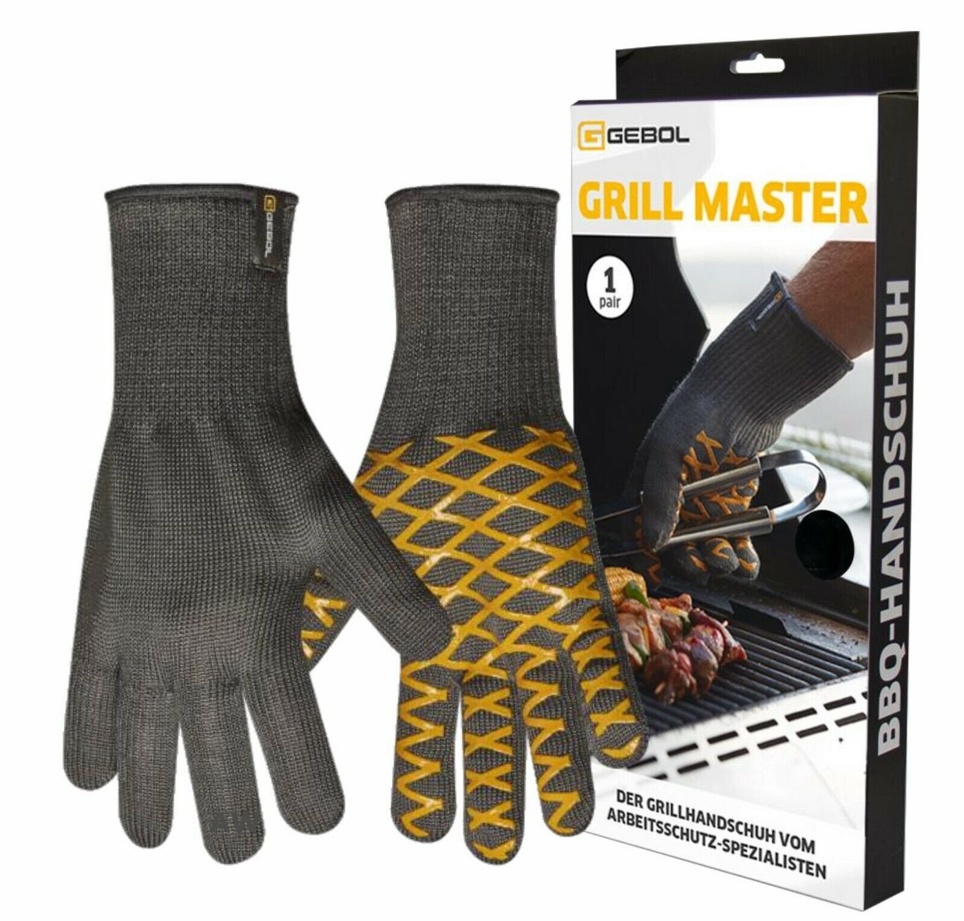 Gebol Grillhandschuhe Grillhandschuhe Paar GRILL MASTER hitzebeständig Handschuhe BBQ Handschuhe von Gebol