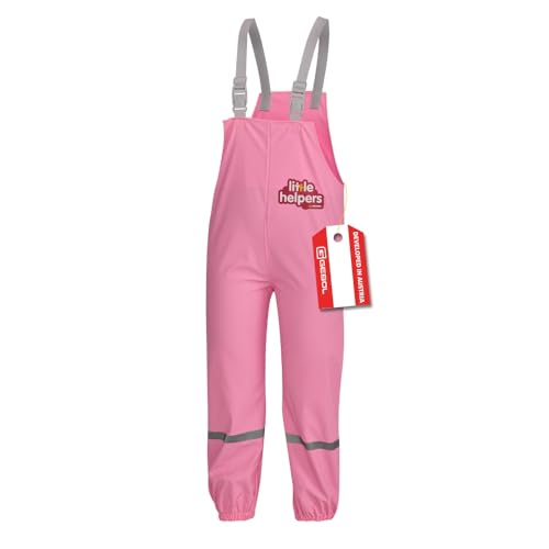 Gebol Kinder Regenhose Little Helpers Märchenwald, 1 Stück wasserdichte Matschhose mit Hosenträgern & Reflektoren, robust & leicht, für Mädchen, Farbe: pink, Größe: 98/104 von Gebol