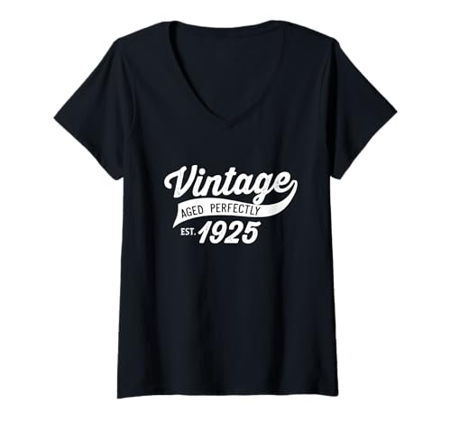 Damen Vintage EST 1925 96. Geburtstagsgeschenk 96 Jahre alt Geburt T-Shirt mit V-Ausschnitt Damen Vintage EST 1925 96. Geburtstagsgeschenk 96 Jahre alt Geburt T-Shirt mit V-Ausschnitt von Geboren 1925 Vintage EST 1925 96. Geburtstagsgesch
