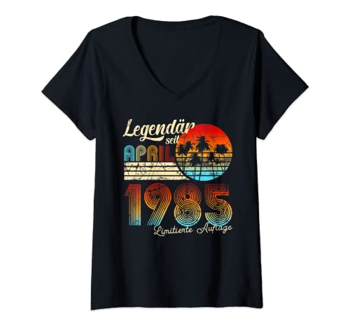 Damen Geburtstag Legendär Seit April 1985 Geschenk T-Shirt mit V-Ausschnitt Damen Geburtstag Legendär Seit April 1985 Geschenk T-Shirt mit V-Ausschnitt von Geboren April 1985 Geburtstag Mann Frau