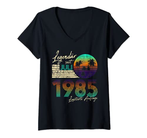 Damen Geburtstag Geschenk Legendär Seit Juli 1985 T-Shirt mit V-Ausschnitt Damen Geburtstag Geschenk Legendär Seit Juli 1985 T-Shirt mit V-Ausschnitt von Geboren Juli 1985 Geburtstag Frau Mann