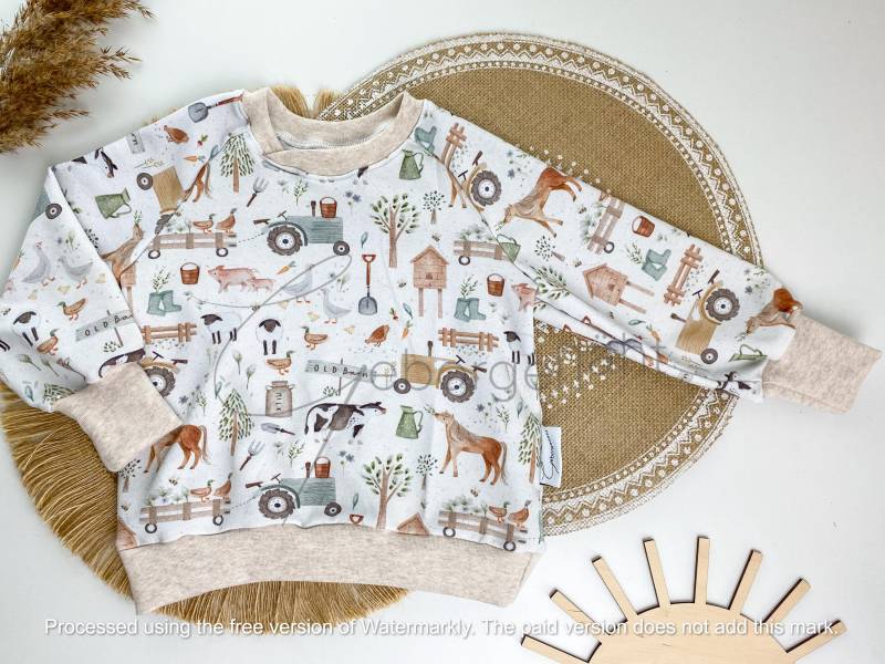 Bauernhof Pullover Für Kleinkinder Babypullover Kinderpullover Jungs Raglan Tiere Babys Weich Handmade Sweatshirt Kuschelig Geburt Geschenk von Geborgenaeht