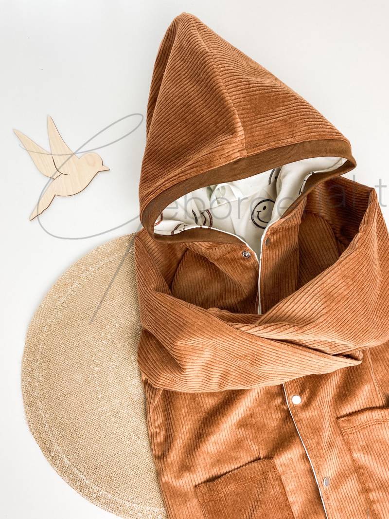 Cordjacke Nach Wahl Baumwolle Cord Kord Jacke Kinder Mädchen Jungen Braun Grün Beige Smiley Motiv Praktisch Waschbar Outdoor Unikat Handmade von Geborgenaeht