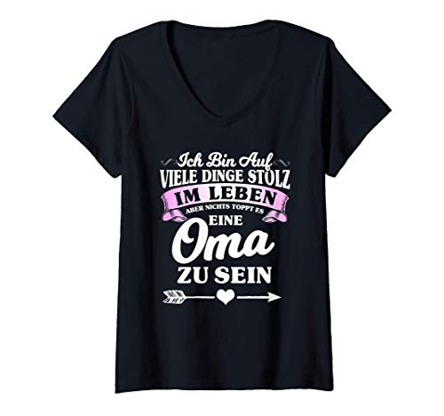 Damen Nichts toppt es Oma zu sein, lustiger Spruch, Damen T-Shirt mit V-Ausschnitt von Geburtstag, Weihnachten und Mehr Geschenke