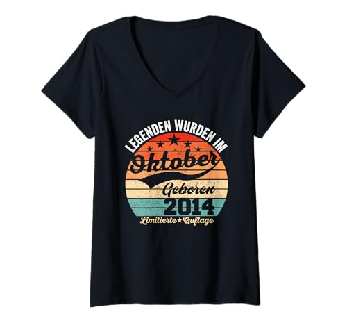 Damen 11. Geburtstag Geschenk Mann Legenden Sind Im Oktober 2014 T-Shirt mit V-Ausschnitt Damen 11. Geburtstag Geschenk Mann Legenden Sind Im Oktober 2014 T-Shirt mit V-Ausschnitt von Geburtstag 11 Jahre Geschenk