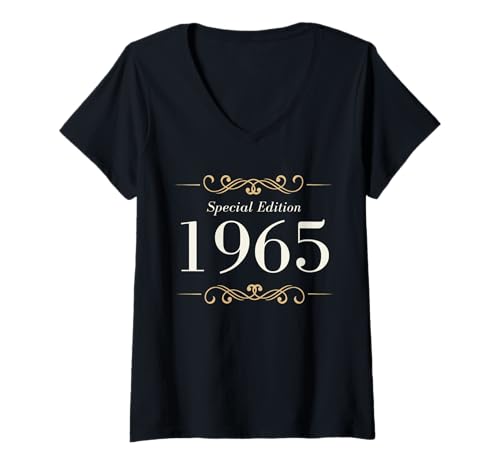 Damen Baujahr 1965 Geburtstag Geboren 1965 Jahrgang 1965 T-Shirt mit V-Ausschnitt Damen Baujahr 1965 Geburtstag Geboren 1965 Jahrgang 1965 T-Shirt mit V-Ausschnitt von Geburtstag 1965 Damen Jahrgang 1965 Herren