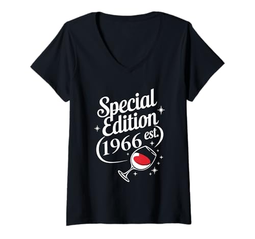 Damen Baujahr 1966 Geburtstag Geboren 1966 Jahrgang 1966 T-Shirt mit V-Ausschnitt von Geburtstag 1966 Damen Jahrgang 1966 Herren