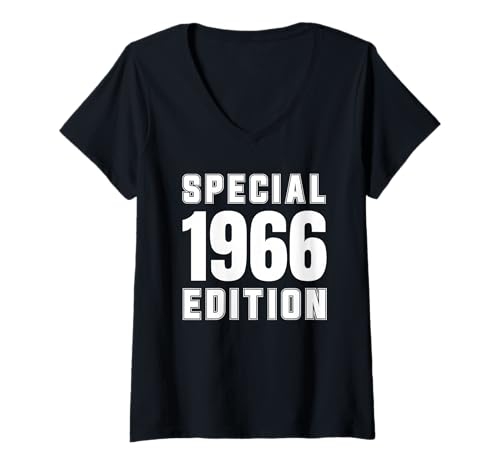 Damen Baujahr 1966 Geburtstag Geboren 1966 Jahrgang 1966 T-Shirt mit V-Ausschnitt Damen Baujahr 1966 Geburtstag Geboren 1966 Jahrgang 1966 T-Shirt mit V-Ausschnitt von Geburtstag 1966 Damen Jahrgang 1966 Herren