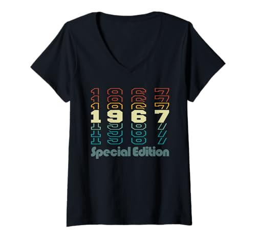 Damen Baujahr 1967 Geburtstag Geboren 1967 Jahrgang 1967 T-Shirt mit V-Ausschnitt Damen Baujahr 1967 Geburtstag Geboren 1967 Jahrgang 1967 T-Shirt mit V-Ausschnitt von Geburtstag 1967 Damen Jahrgang 1967 Herren