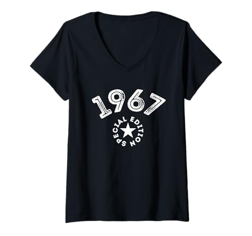 Damen Baujahr 1967 Geburtstag Geboren 1967 Jahrgang 1967 T-Shirt mit V-Ausschnitt Damen Baujahr 1967 Geburtstag Geboren 1967 Jahrgang 1967 T-Shirt mit V-Ausschnitt von Geburtstag 1967 Damen Jahrgang 1967 Herren