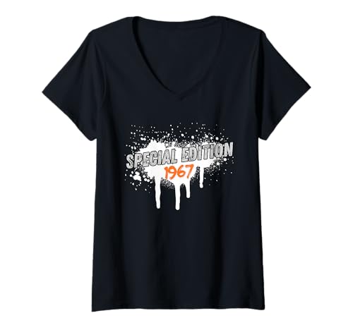 Damen Baujahr 1967 Geburtstag Geboren 1967 Jahrgang 1967 T-Shirt mit V-Ausschnitt Damen Baujahr 1967 Geburtstag Geboren 1967 Jahrgang 1967 T-Shirt mit V-Ausschnitt von Geburtstag 1967 Damen Jahrgang 1967 Herren