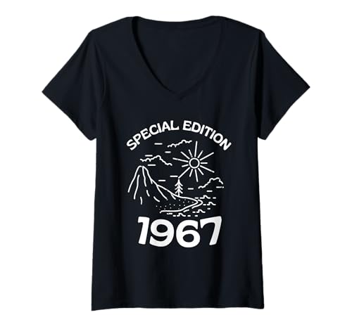 Damen Baujahr 1967 Geburtstag Geboren 1967 Jahrgang 1967 T-Shirt mit V-Ausschnitt Damen Baujahr 1967 Geburtstag Geboren 1967 Jahrgang 1967 T-Shirt mit V-Ausschnitt von Geburtstag 1967 Damen Jahrgang 1967 Herren