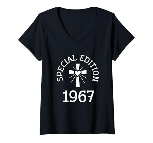 Damen Baujahr 1967 Geburtstag Geboren 1967 Jahrgang 1967 T-Shirt mit V-Ausschnitt Damen Baujahr 1967 Geburtstag Geboren 1967 Jahrgang 1967 T-Shirt mit V-Ausschnitt von Geburtstag 1967 Damen Jahrgang 1967 Herren