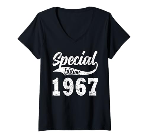 Damen Baujahr 1967 Geburtstag Geboren 1967 Jahrgang 1967 T-Shirt mit V-Ausschnitt Damen Baujahr 1967 Geburtstag Geboren 1967 Jahrgang 1967 T-Shirt mit V-Ausschnitt von Geburtstag 1967 Damen Jahrgang 1967 Herren