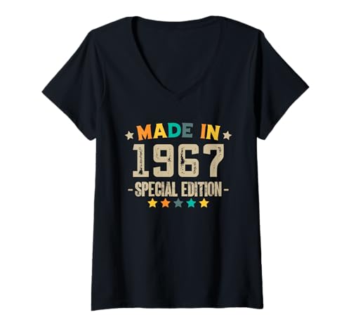 Damen Baujahr 1967 Geburtstag Geboren 1967 Jahrgang 1967 T-Shirt mit V-Ausschnitt Damen Baujahr 1967 Geburtstag Geboren 1967 Jahrgang 1967 T-Shirt mit V-Ausschnitt von Geburtstag 1967 Damen Jahrgang 1967 Herren