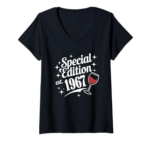 Damen Baujahr 1967 Geburtstag Geboren 1967 Jahrgang 1967 T-Shirt mit V-Ausschnitt Damen Baujahr 1967 Geburtstag Geboren 1967 Jahrgang 1967 T-Shirt mit V-Ausschnitt von Geburtstag 1967 Damen Jahrgang 1967 Herren