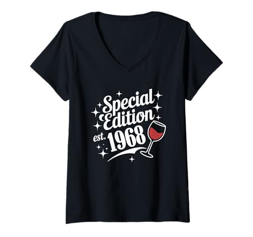 Damen Baujahr 1968 Geburtstag Geboren 1968 Jahrgang 1968 T-Shirt mit V-Ausschnitt Damen Baujahr 1968 Geburtstag Geboren 1968 Jahrgang 1968 T-Shirt mit V-Ausschnitt von Geburtstag 1968 Damen Jahrgang 1968 Herren